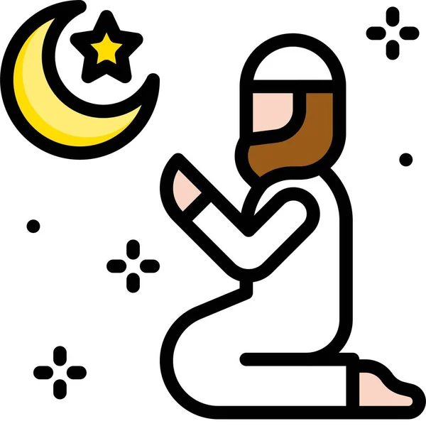 伊斯兰祈祷图标 拉马丹节相关病媒图解 — 图库矢量图片