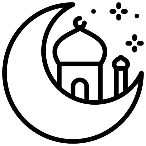 Halbmond Mit Moschee Ikone Vektor Illustration Zum Ramadanfest — Stockvektor