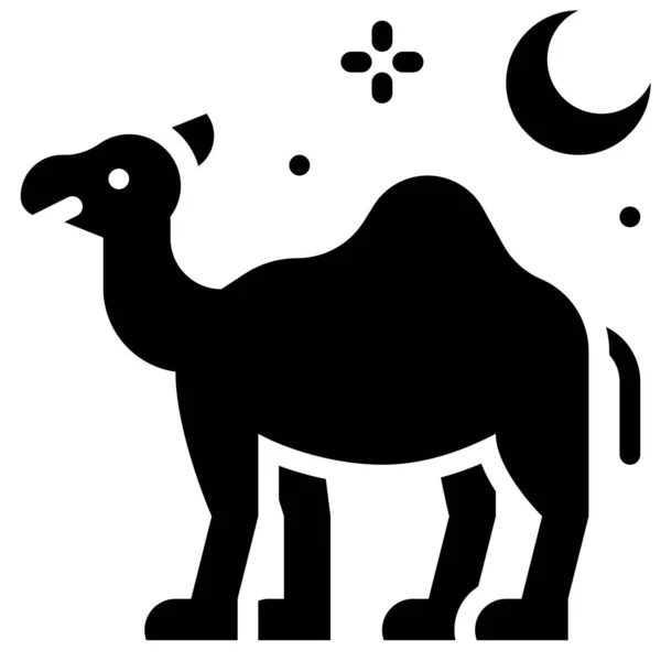Camelo Com Ícone Crescente Ilustração Vetorial Relacionada Festival Ramadan —  Vetores de Stock