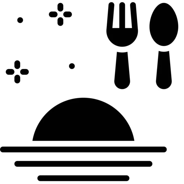 带有勺子和叉子图标的太阳 在Ramadan矢量图解中禁食 — 图库矢量图片