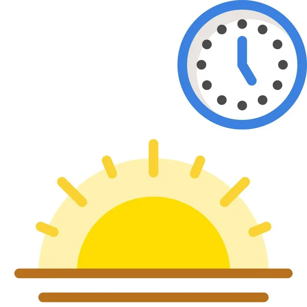 Salida Del Sol Con Icono Del Reloj Ayuno Durante Ilustración — Archivo Imágenes Vectoriales
