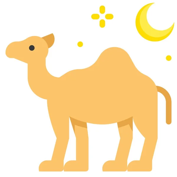 Верблюд Півмісячною Іконою Фестиваль Рамадан Векторні Ілюстрації — стоковий вектор
