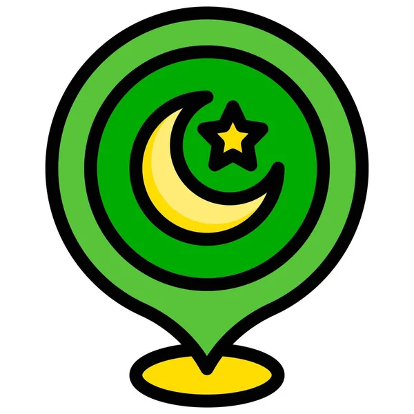 Star Och Halvmåne Pin Ikon Ramadan Festival Relaterade Vektor Illustration — Stock vektor