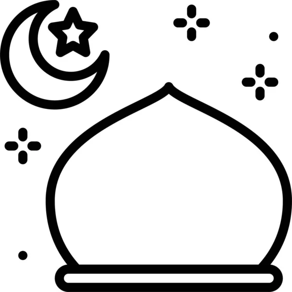 星と三日月モスクドームアイコン ラマダーン祭ベクトルイラスト — ストックベクタ