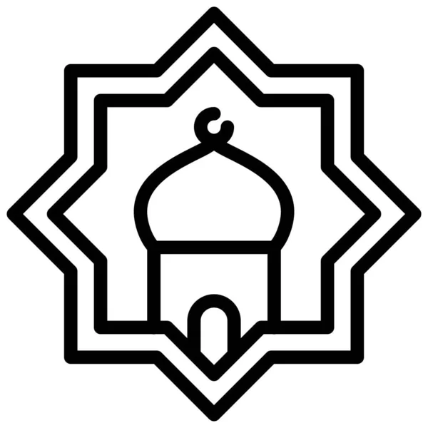 Mosque Octagram Icon Ramadan Festival Related Vector Illustration — Stock Vector