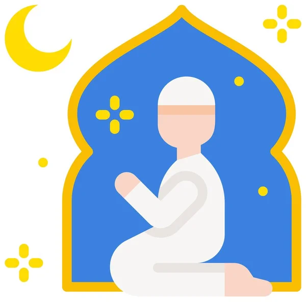 穆斯林祈祷图标 拉马丹节相关病媒图解 — 图库矢量图片