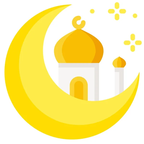 モスクのアイコンとクレセント ラマダーン祭関連のベクトルイラスト — ストックベクタ