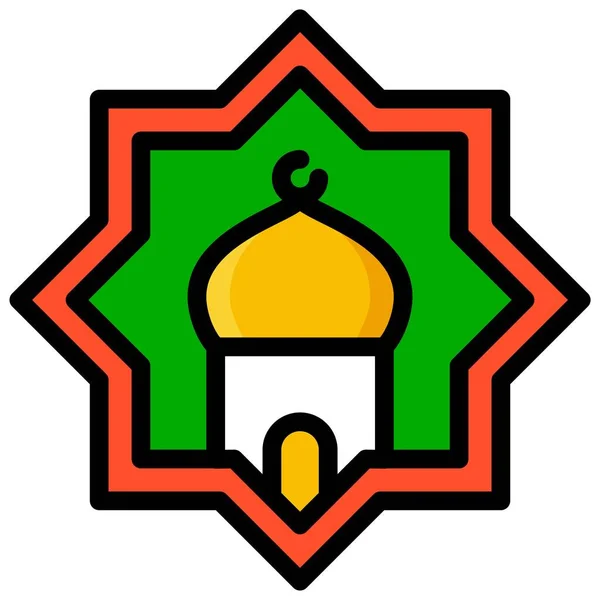 Mosque Octagram Icon Ramadan Festival Related Vector Illustration — Stock Vector