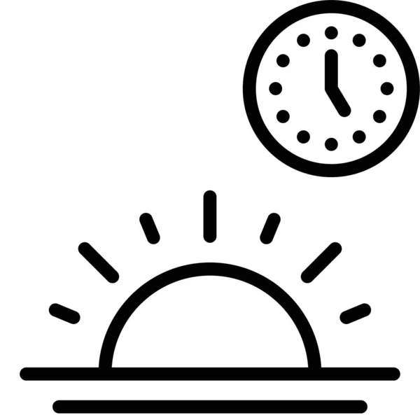 Salida Del Sol Con Icono Del Reloj Ayuno Durante Ilustración — Vector de stock