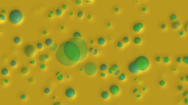 コンピューターで生成されたカラフルな抽象的な背景の球状 バブル 液体の質感を持つ円形の図形をフローティング — ストック動画