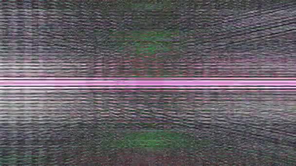 多色水平ラインと静的の コンピューター生成抽象アニメーション カラフル水平線とテレビの静的 — ストック動画