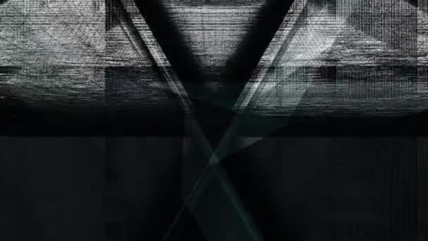 Une animation générée par ordinateur de formes géométriques triangulaires et de lignes dans un mouvement de tunnel 