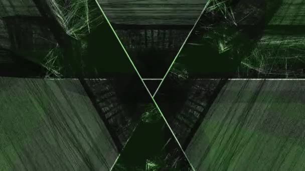 Počítač Generoval Animaci Geometrických Trojúhelníkových Tvarů Čar Plynulém Pohybu Tunelu — Stock video