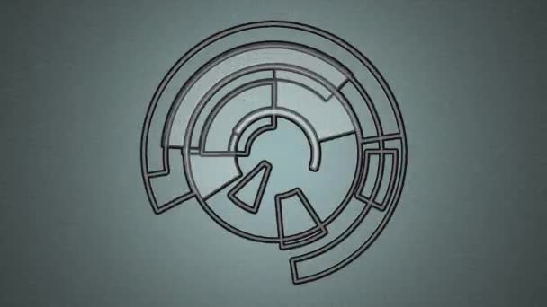 Une animation générée par ordinateur de segments circulaires bloqués de formes rotatives 