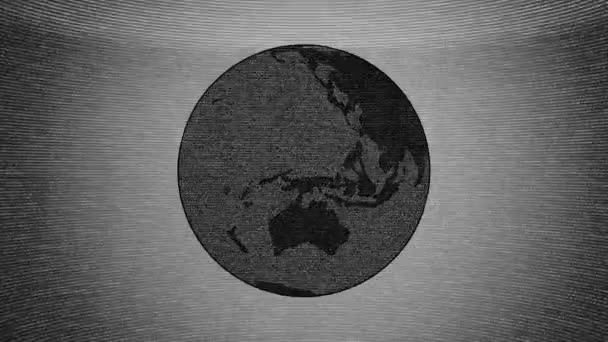 Комп Ютерна Анімація Стилізованої Обертової Землі Фоні Дигітального Статичного Шуму — стокове відео
