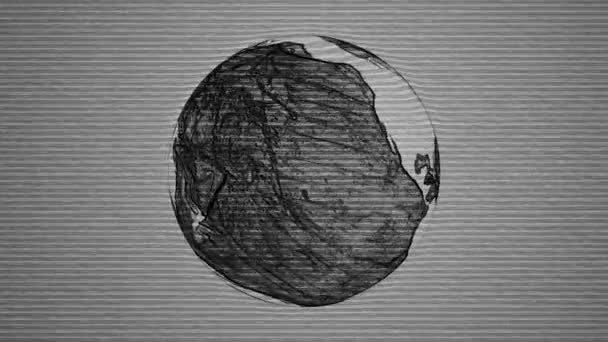 デジタル静音を背景にした回転する地球のコンピュータアニメーション — ストック動画
