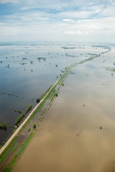 Tailandia inundaciones, desastres naturales, fotografía aérea — Foto de Stock