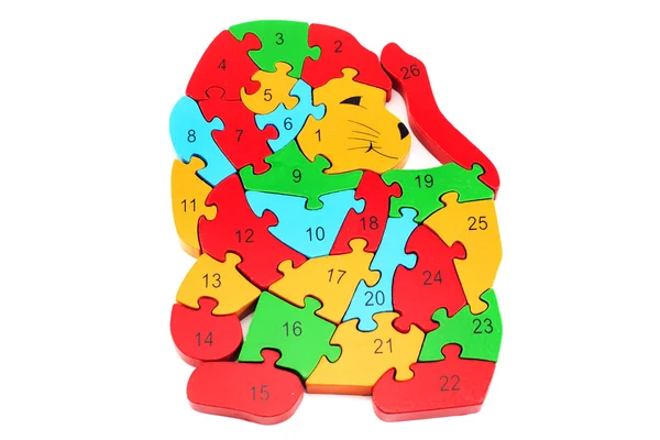Wooden puzzles for children, Training development, — Stock Photo, Image