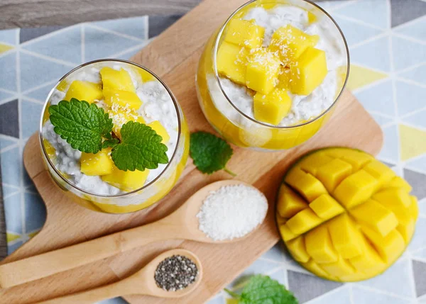 Kokosmango chiafrö pudding — Stockfoto