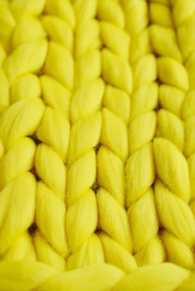 Riesige Gelbe Karierte Wolle Gestrickte Textur Bunt — Stockfoto