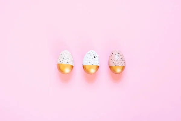 Decoración Pascua Con Huevos Fondo Pastel Concepto Mínimo Vacaciones Pascua — Foto de Stock