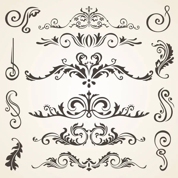 Elementos de diseño caligráfico y decoración de página. Conjunto de vectores para embellecer su diseño — Archivo Imágenes Vectoriales