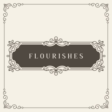 Kraliyet Logo tasarım şablonu vektör dekorasyon, kaligrafi zarif süsleme Çerçeve çizgileri gelişir. Lüks için iyi