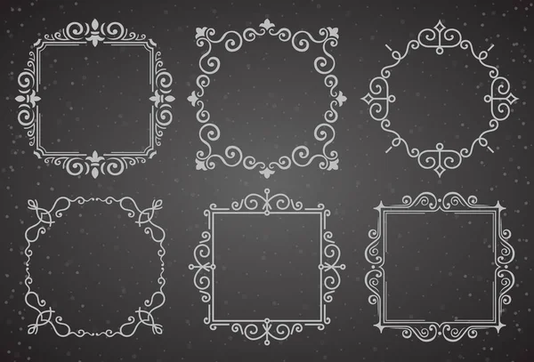 Набор викторианских винтажных рамок. Рамки каллиграфического орнамента. Коллекция рамок в стиле ретро для приглашений, плакатов, плакатов, логотипов — стоковый вектор