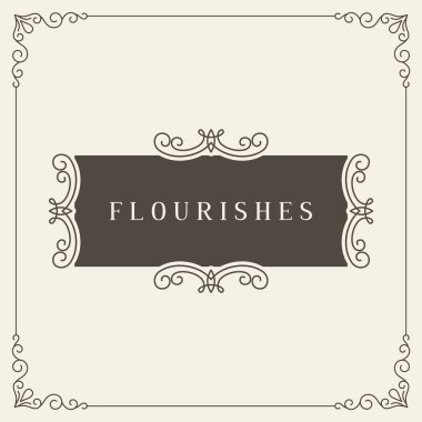 Kraliyet Logo tasarım şablonu vektör dekorasyon, kaligrafi zarif süsleme Çerçeve çizgileri gelişir. Lüks için iyi