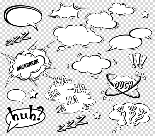 Big Set of Cartoon, Comic Speech Bubbles, Empty Dialog Clouds in Pop Art Style (dalam bahasa Inggris). Vector Illustration for Comics Book, Social Media Banners, Promotional Material - Stok Vektor