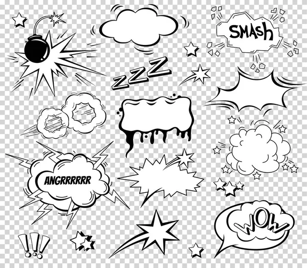 Big Set of Cartoon, Comic Speech Bubbles, Empty Dialog Clouds in Pop Art Style (dalam bahasa Inggris). Vector Illustration for Comics Book, Social Media Banners, Promotional Material - Stok Vektor