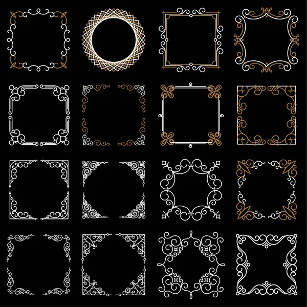 Conjunto de marcos decorativos vintage en estilo mono línea. Ilustración abstracta del vector para su diseño y logotipo. Colección de marcos y emblemas florales — Vector de stock