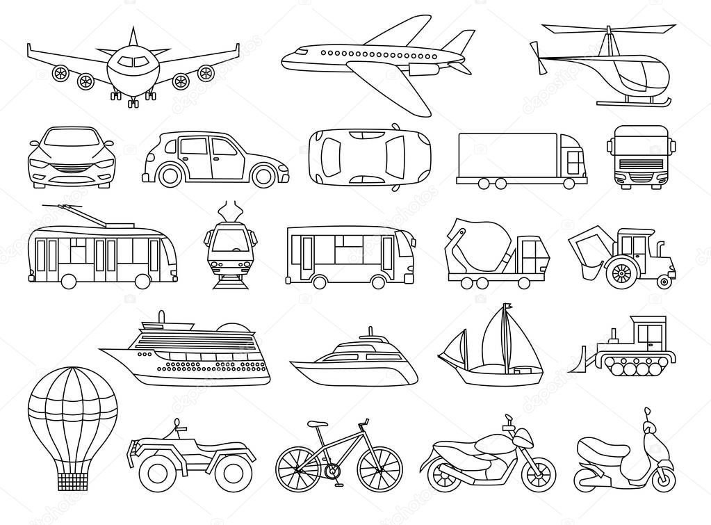 Download Toy Transport Set to be colored. Coloring book to educate ...