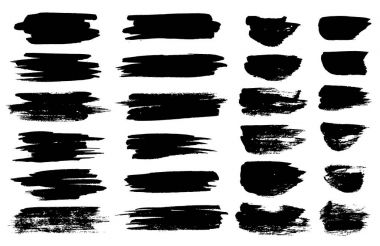 Vektör siyah boya fırça noktalar, fosforlu kalem çizgileri veya keçeli kalem marker yatay BLOB'ları. Pen marker veya darbeleri ve tire. Leke soyut şekil leke mürekkep ve küme doku ile smear