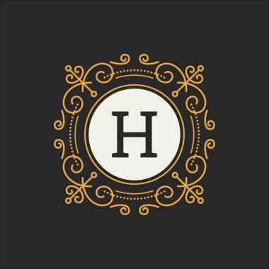 Restoran, telif, butik, kafe, otel, Heraldic, takı, moda lüks Logo vektör şablonu. Mektup çiçek monogram