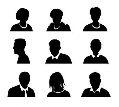Vektör erkekler ve kadınlar iş avatar profil resmi ile kümesi. Avatarlar siluet
