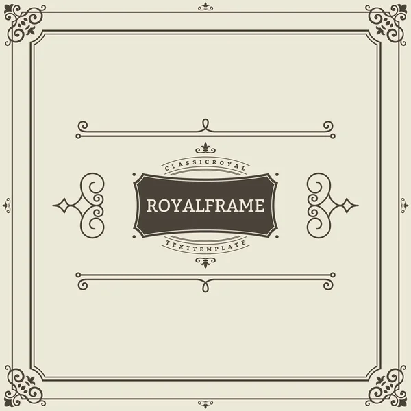 Davet çerçeve. Vintage süsleme tebrik kartı vektör şablonu. Retro düğün davetiyeleri, reklamların ve diğer tasarım ve metin için yer. Çerçeve geliştiği