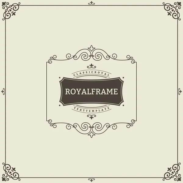 Davet çerçeve. Vintage süsleme tebrik kartı vektör şablonu. Retro düğün davetiyeleri, reklamların ve diğer tasarım ve metin için yer. Çerçeve geliştiği