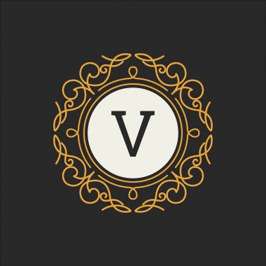 Restoran, telif, butik, kafe, otel, Heraldic, takı, moda lüks Logo vektör şablonu. Mektup çiçek monogram
