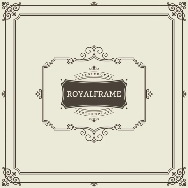 Davet çerçeve. Vintage süsleme tebrik kartı vektör şablonu. Retro düğün davetiyeleri, reklamların ve diğer tasarım ve metin için yer. Çerçeve geliştiği
