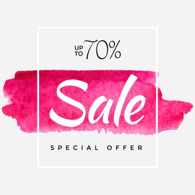 Sulu Boya Özel Fırsat, Super satışı el ilanı, afiş, Poster, kitapçık, kadar 70 Off kaydetme, vektör çizim soyut boya darbe ile