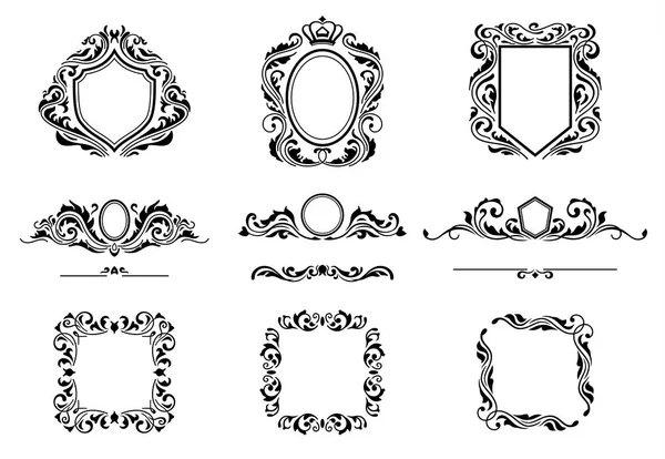 Set of Vintage Decorations Frame Elements. Flourishes Calligraphic Ornaments, Borders and Frames. Retro Style Collection for Boutique, Store, Shop, Restaurant, Hotel and Heraldic Logo. Identity design — Stock Vector