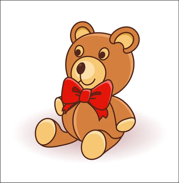 Carino Cartoon Teddy Bear su uno sfondo bianco — Vettoriale Stock