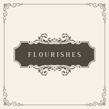 Kraliyet Logo tasarım şablonu vektör dekorasyon, kaligrafi zarif süsleme Çerçeve çizgileri gelişir. Lüks için iyi