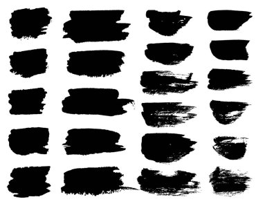 Vektör siyah boya fırça noktalar, fosforlu kalem çizgileri veya keçeli kalem marker yatay BLOB'ları. Pen marker veya darbeleri ve tire. Leke soyut şekil leke mürekkep ve küme doku ile smear