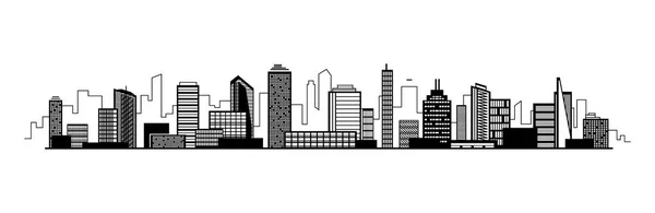 Vector city silhouette icon with windows. Vector Illustration — Stock Vector