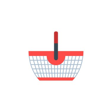 Alışveriş sepeti. Süpermarket vektör düz izole simgesi.