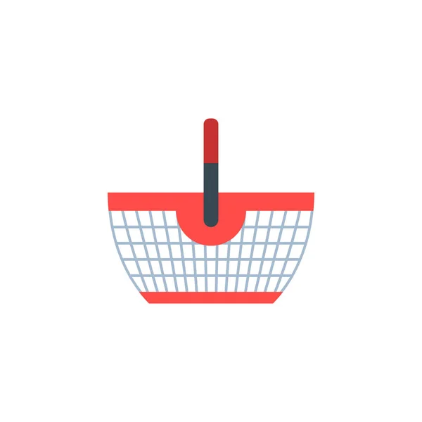 Cesta de compras. Tienda supermercado vector plano icono aislado . — Archivo Imágenes Vectoriales