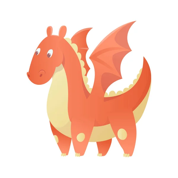 Dragon kreslené vektorové roztomilý vážek dino charakter dítě dinosaurus pro děti pohádka dino ilustrace izolované na bílém pozadí. — Stockový vektor