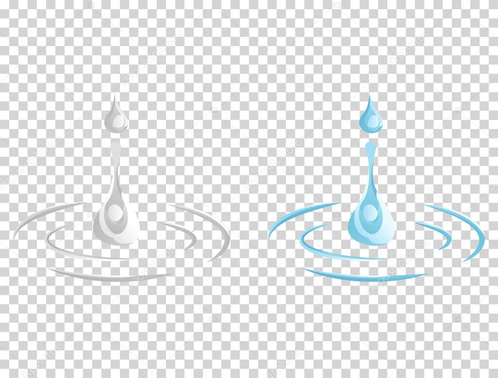 Water And Drop Icon - Blue wave and water splashe, wavy symbol of nature in motion vector Illustrations